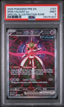 2025 POKEMON PRE SPECIAL ILLUSTRATION RARE #157 IRON VALIANT EX PSA 9 - Image 1
