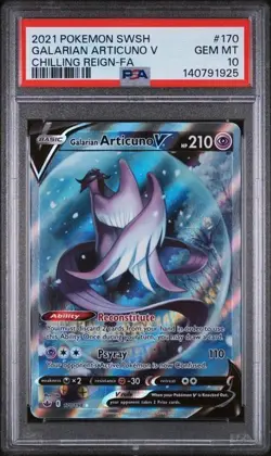 2021 POKEMON SWORD & SHIELD CHILLING REIGN FULL ART/GALARIAN ARTICUNO V PSA 10 - Image 1