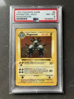 PSA 8 NM Magneton 9/102 Shadowless Base Set Holo Rare 1999 Pokemon TCG Card - Image 1