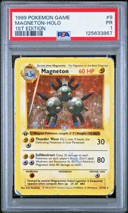 PSA 1 PR 1999 Base Set 1st Edition Shadowless Magneton 9/102 Holo Foil Pokemon - Image 1