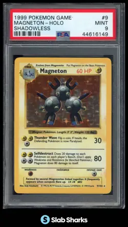 1999 POKEMON BASE SET SHADOWLESS #9/102 MAGNETON HOLO PSA 9 - Image 1