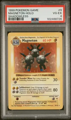 1999 POKEMON BASE SET #9 MAGNETON HOLO SHADOWLESS PSA 4 VG-EX - Image 1