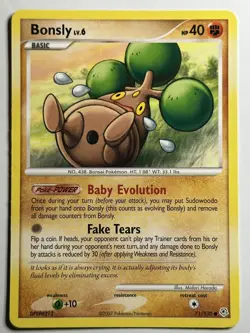 Bonsly Diamond and Pearl 71/130 MP-LP Pokemon Card - Image 1