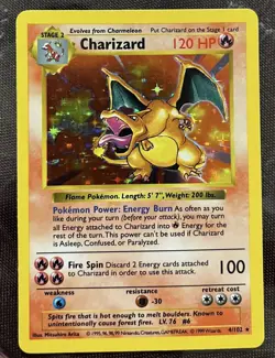 1st Edition Shadowless Charizard Base Set 4/102 Holo 1999 Pokemon - Image 1