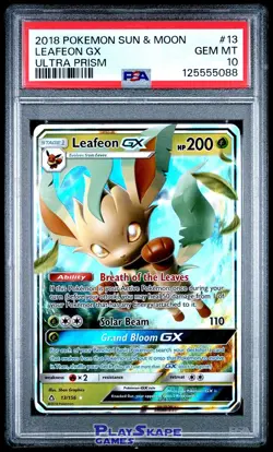 Pokemon Card PSA 10 Leafeon GX 13/156 Holo Rare SM Ultra Prism 2018 - Image 1