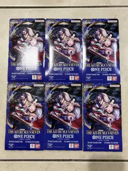 6x One Piece OP14 -THE AZURE SEA’S SEVEN -Sleeved Blister Booster Packs Lot of 6 - Image 1