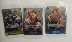 One Piece Mini Tin Set of 3 Vol 2 Luffy P075 Sabo P073 Ace P074 Promos Sealed - Image 1