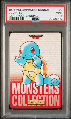 PSA 9 1996 Pokemon Japanese Bandai Carddass Vending #7 Squirtle - Image 1
