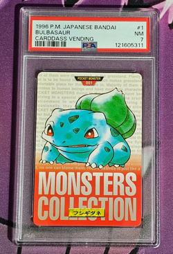 1996 Pokemon Japanese Bandai Carddass Vending #1 Bulbasaur PSA 7 - Image 1