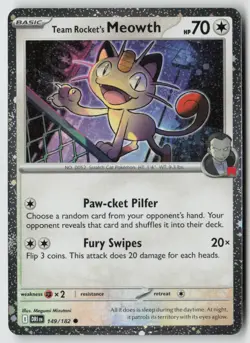 Team Rocket's Meowth (Cosmos Holo) 149/182 - Misc Cards & Products Holo - PTCG - Image 1