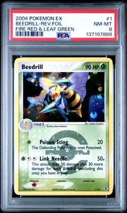 2004 POKEMON EX FIRE RED & LEAF GREEN #1 BEEDRILL-REVERSE FOIL PSA 8 - Image 1