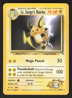 Lt. Surge's Raichu 028/132 Pokemon TCG Gym Heroes VLP - Image 1