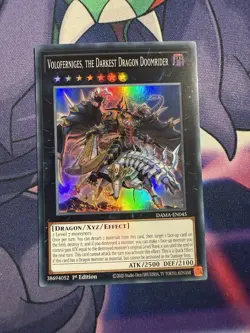 Yugioh Voloferniges, The Darkest Dragon Doomrider SR 1st Ed DAMA-EN045 Near Mint - Image 1