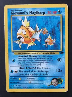 Giovanni’s Magikarp 73/132 Gym Challenge WOTC Wizards Pokemon Card PLAYED - Image 1