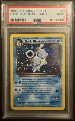 Dark Blastoise Holo Pokemon Card 3/82 Team Rocket PREMIUM 🌀SWIRL🌀 - PSA 9 - Image 1