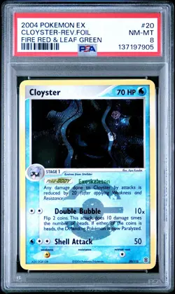 2004 POKEMON EX FIRE RED & LEAF GREEN #20 CLOYSTER-REVERSE FOIL PSA 8 - Image 1