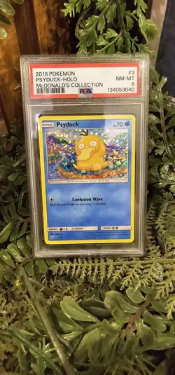 Psyduck 2/12 McDonalds 2018 Holo Promo Pokemon Card TCG PSA 8 - Image 1