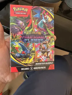 Pokemon TCG Mega Evolution Phantasmal Flames Booster Bundle (6 Packs) In Hand - Image 1