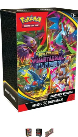 Pokemon TCG Mega Evolution Phantasmal Flames Booster Bundle (6 Packs) In Hand - Image 1