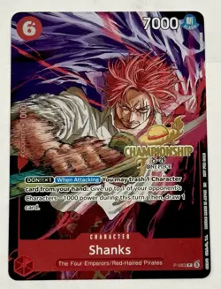 2025 One Piece Shanks CS Championships Gold Foil Stamp Card Event English P-083 - Image 1