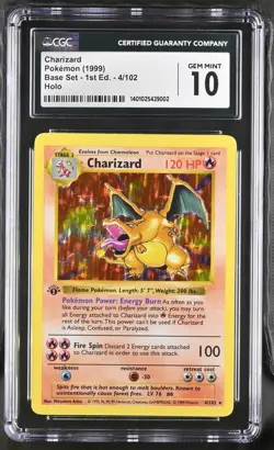 1999 Pokemon Charizard Base Set 1st Edition 4/102 Holo Shadowless CGC 10 - Image 1