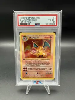 CHARIZARD 1999 Pokemon Base 1ST EDITION STAMP SHADOWLESS 4/102 Holo PSA 4.5 - Image 1
