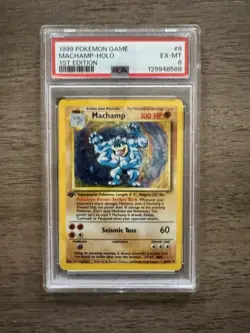 1999 Pokemon Base Set Machamp 1st Edition Holo Rare #8/102 PSA EX-MT 6 🔥 - Image 1
