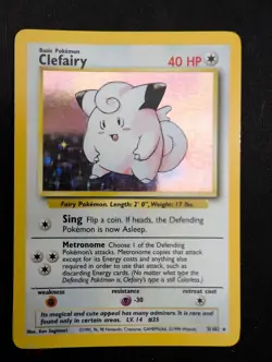 Pokemon TCG Clefairy 5/102 Base Set Holo Unlimited Holo Rare LP - Image 1