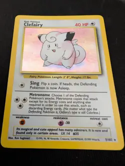 Pokemon TCG Clefairy 5/102 Base Set Holo Unlimited Holo Rare LP - Image 2