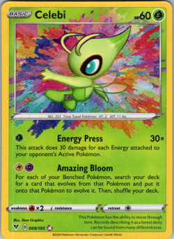 Celebi - 009/185 - Pokemon Vivid Voltage Sword & Shield Amazing Rare Card NM - Image 1