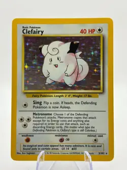 Pokemon TCG WOTC Base Set Unlimited - Clefairy 5/102 Rare Holo LP - Image 1