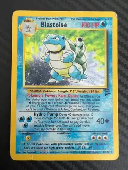 Pokemon TCG Blastoise with SWIRL Base Set 2 2/130 Holo Unlimited Holo Rare DMG - Image 1