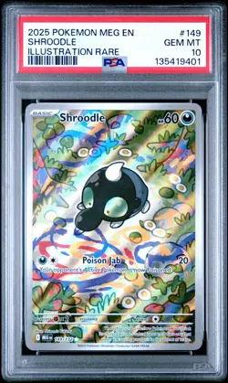 2025 POKEMON MEGA EVOLUTION SHROODLE ILLUSTRATION RARE 149 PSA 10 - Image 1