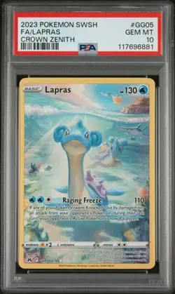 2023 POKEMON SWORD AND SHIELD CROWN ZENITH GG05 FULL ART/LAPRAS PSA 10 GEM MINT - Image 1