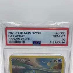 2023 POKEMON SWORD & SHIELD CROWN ZENITH #GG05 FULL ART/LAPRAS PSA 10 - Image 2