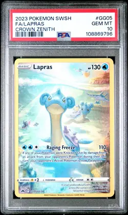 2023 POKEMON SWORD & SHIELD CROWN ZENITH #GG05 FULL ART/LAPRAS PSA 10 - Image 1