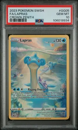 2023 POKEMON SWORD & SHIELD CROWN ZENITH #GG05 FULL ART/LAPRAS PSA 10 - Image 1