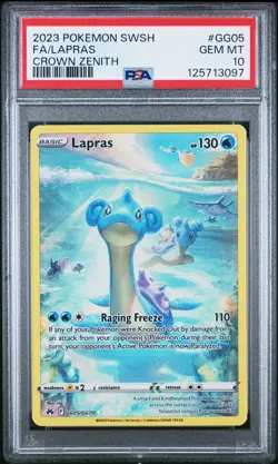 2023 POKEMON SWORD & SHIELD CROWN ZENITH #GG05 FULL ART/LAPRAS PSA 10 - Image 1