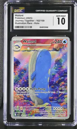 2025 Pokemon Journey Together Wailord Holo Rare Illustration Rare CGC 10 162/159 - Image 1