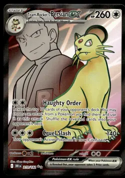 Pokemon TCG SV10: Destined Rivals #219/182 Team Rocket's Persian ex Holo NM - Image 1