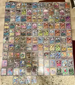 Pokemon 124 Card Lot - EX GX V Full Art Holos - NM/M - Pulled from Charizard UPC - Image 1