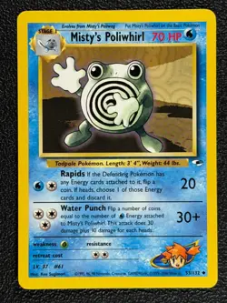 Misty's Poliwhirl 53/132 Gym Heroes Series Uncommon Stage 1 Pokemon Card 2000 NM - Image 1