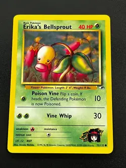 Erika's Bellsprout 75/132 - Gym Heroes Common Vintage Pokemon TCG Card LP - Image 1