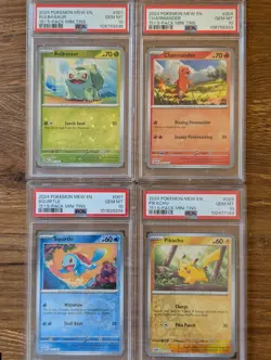 4X LOT 2024 Pokemon MEW 151 Costco Mini Tins PSA 10 Cosmos Holo Pikachu Squirtle - Image 1