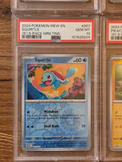 4X LOT 2024 Pokemon MEW 151 Costco Mini Tins PSA 10 Cosmos Holo Pikachu Squirtle - Image 5