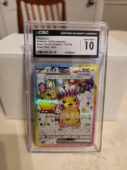 CGC 10 Pikachu ex SR 122/106 Super Electric Breaker sv8 Pokemon Card Japanese - Image 1