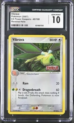 CGC 10 VIBRAVA REVERSE HOLO FOIL 40 EX POWER KEEPERS POKEMON GEM MINT - Image 1