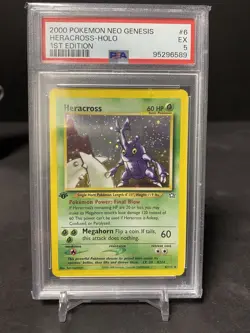 2000 POKEMON NEO GENESIS 1ST EDITION #6 HERACROSS-HOLO PSA 5 - Image 1