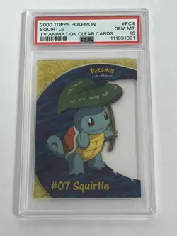 Pokemon Squirtle 2000 Topps Pokemon TV Animation Clear Cards #PC4 PSA 10 - Image 1