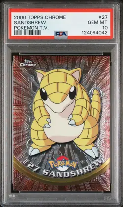 2000 TOPPS CHROME POKEMON T.V. #27 SANDSHREW PSA 10 - Image 1